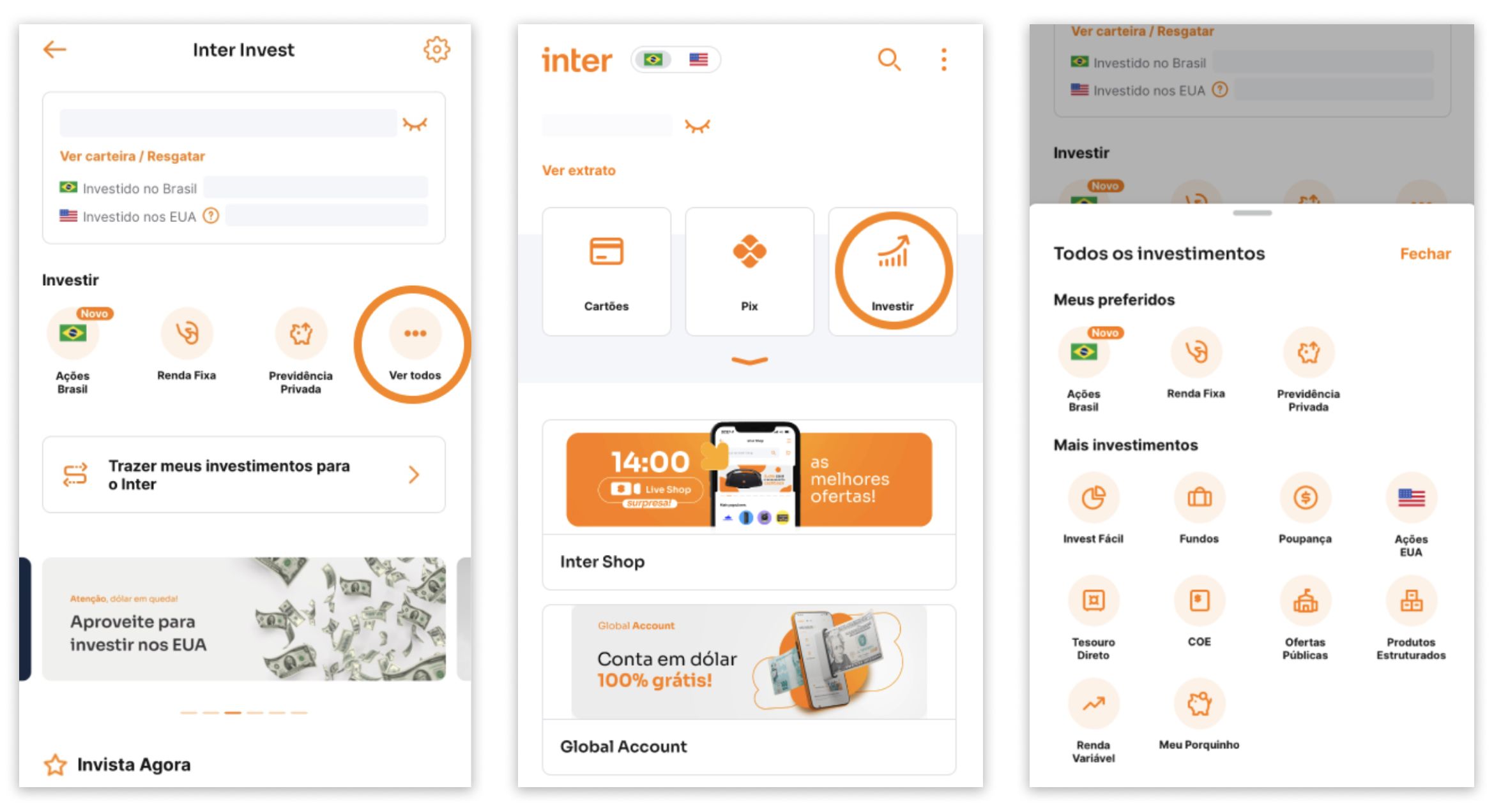Investimentos no Super App do Inter
