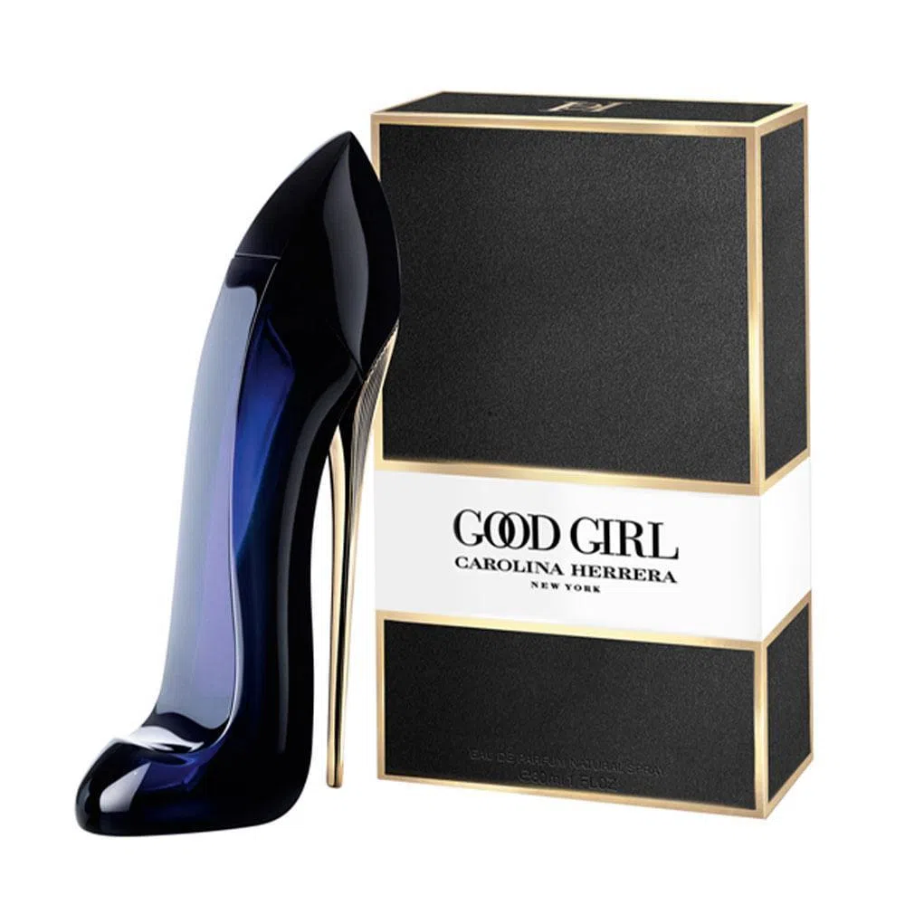 vidro de perfume feminino em formato de salta alto fino Good Girl