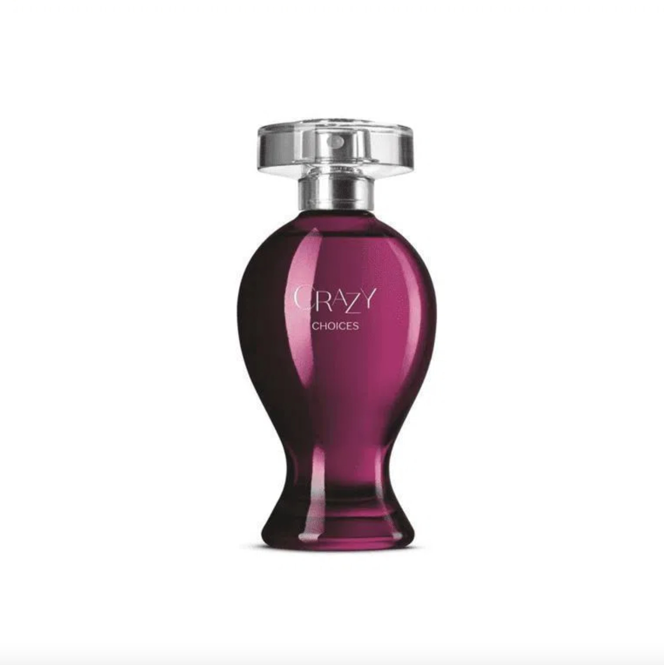 vidro de perfume na cor roxa com base mais fina e topo arredondado representando curvas femininas