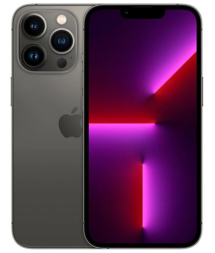 iphone 13 pro preto com imagem ilustrativa na tela e verso com 3 câmeras