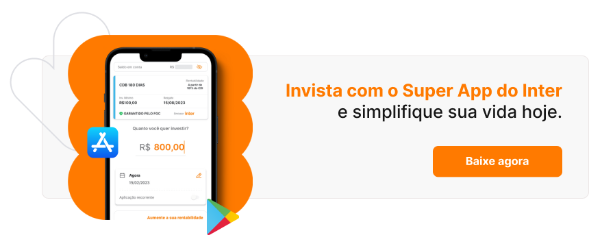 Banner para investir através do Super App do Inter