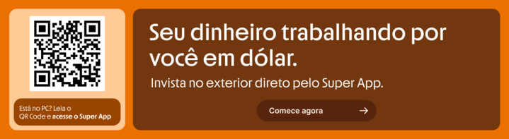 Banner para seu dinheiro trabalhar em dólar na cor laranja e marrom