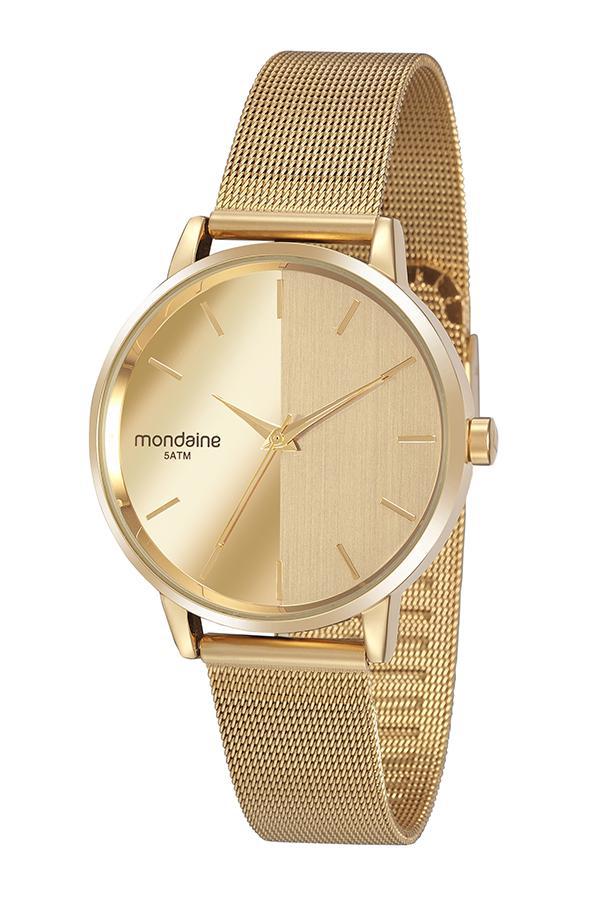 relógio feminino dourado Mondaine