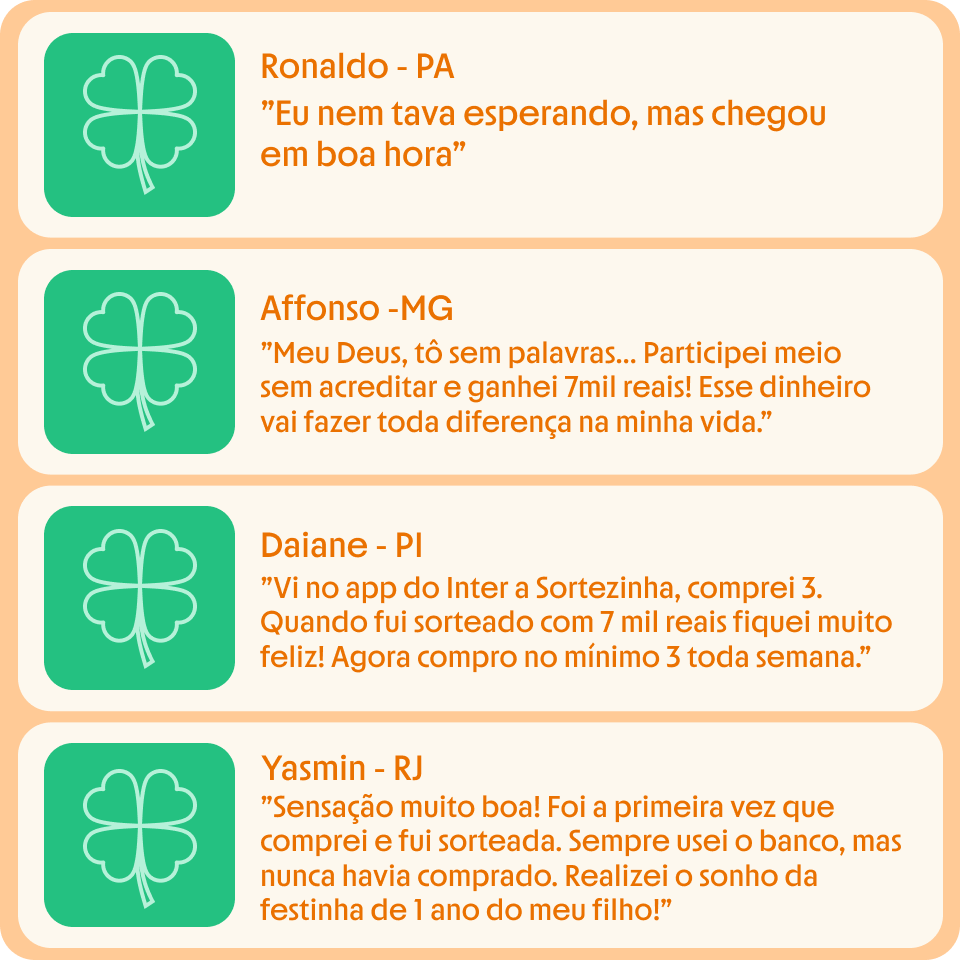 Depoimentos dos ganhadores