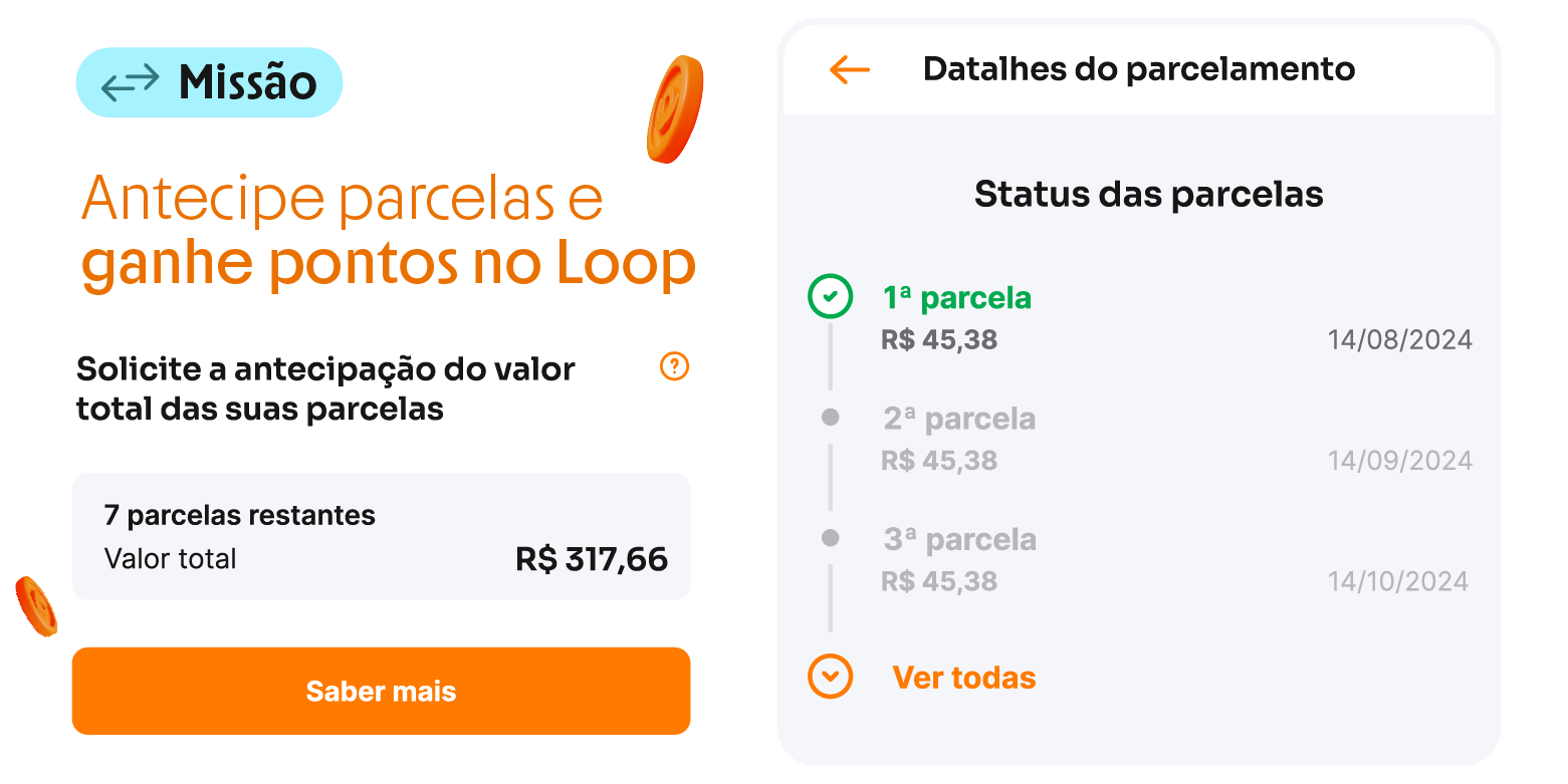 Antecipe parcelar e ganhe pontos no Loop