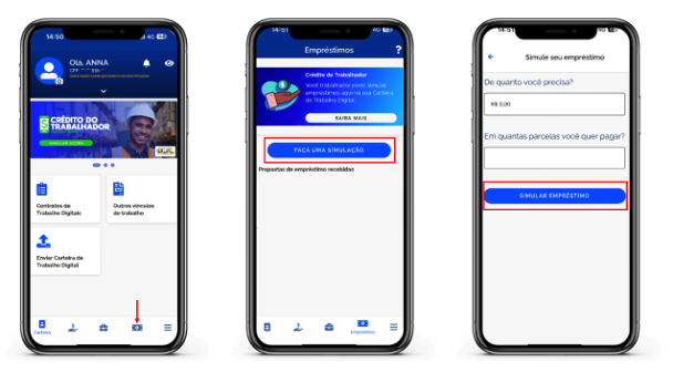 Smartphone mostrando o passo a passo de como conseguir o consignado CLT 