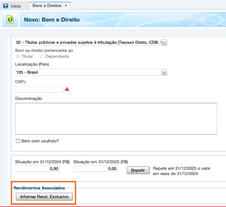 Programa da Receita Federal na seção de Aplicações e Investimentos