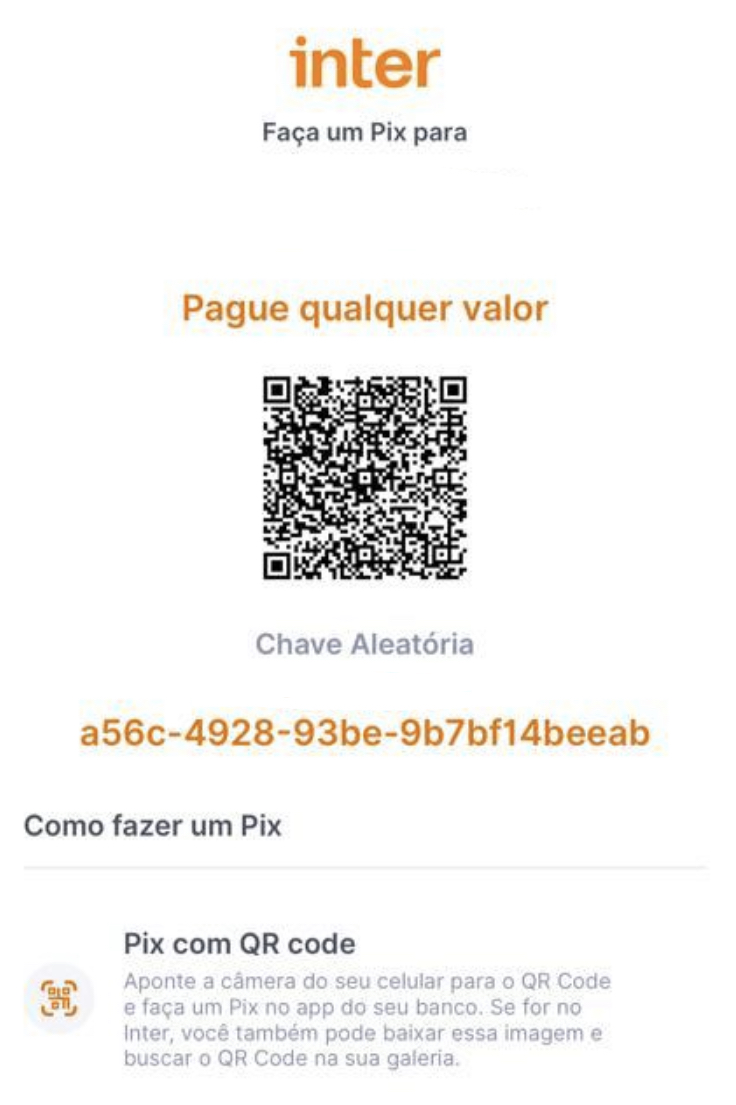 Print mostrando o qr code que gera o Pix copia e cola