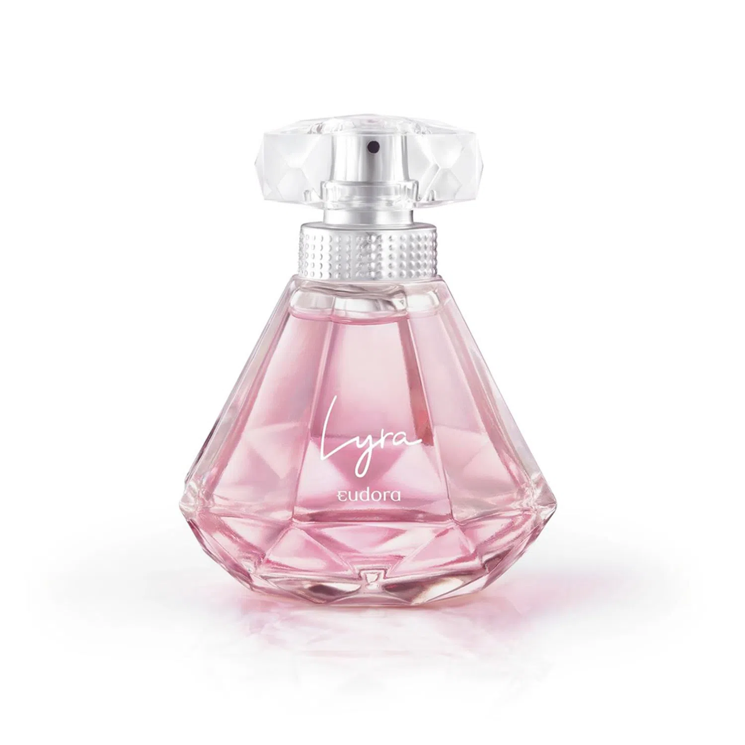 vidro de perfume de mulher transparente com líquido rosa