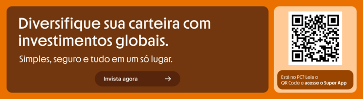 Banner para diversificar a carteira de investimentos na cor laranja e marrom