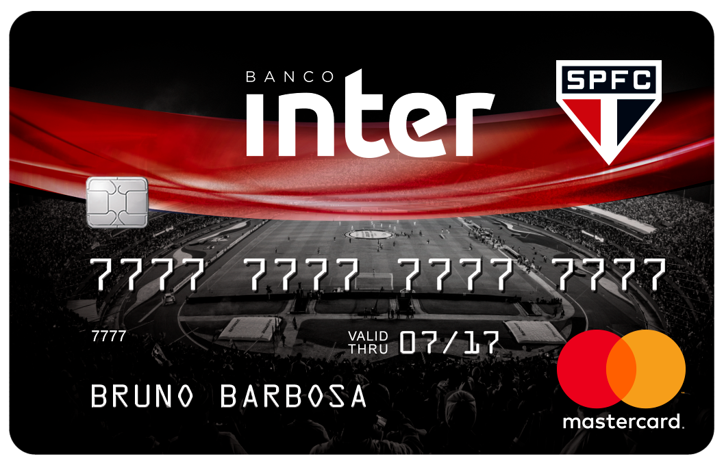 Imagem do cartão do Banco Inter exclusivo para torcedores SPFC