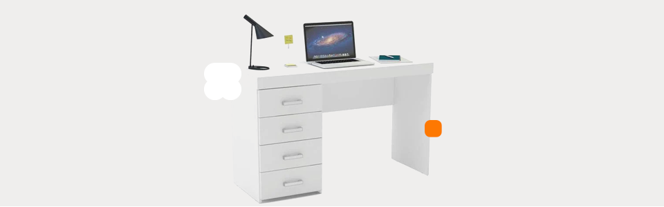 Mesa para Computador ou Escritório Politorno Malta com 4 Gavetas – Branco Mesa para Computador ou Escritório Politorno Malta com 4 Gavetas – Branco