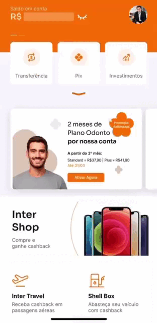 Visão do tesouro direto no app do Inter