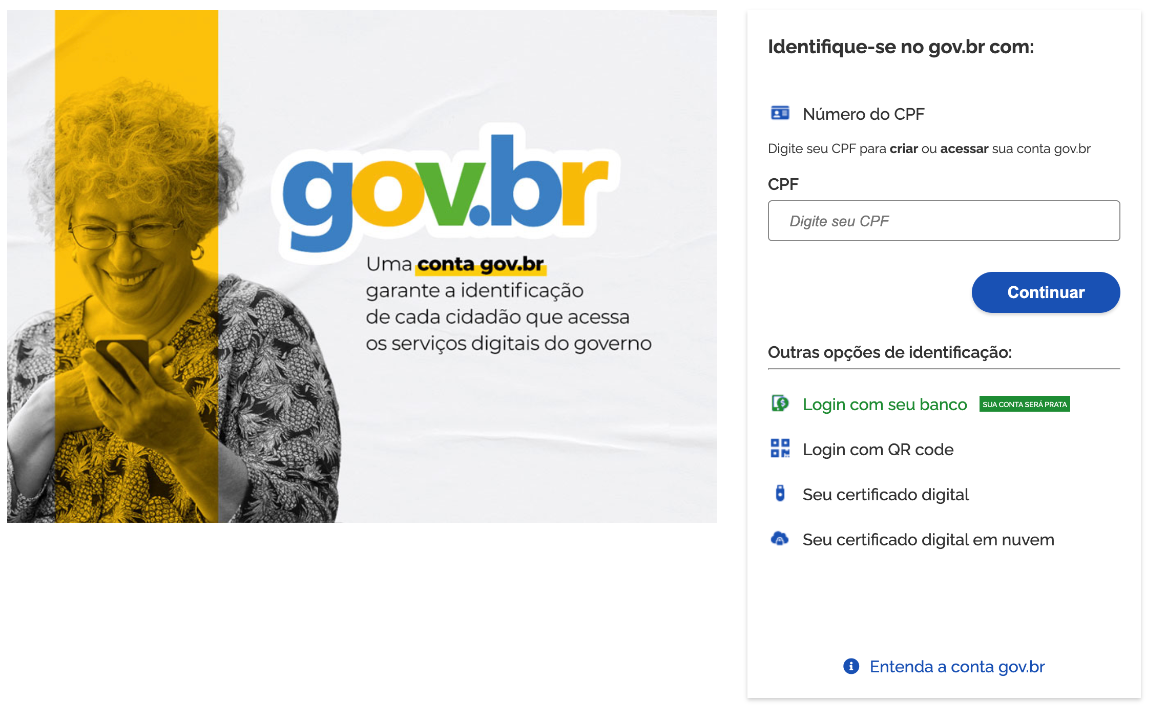 Print da tela de acesso a conta gov.br